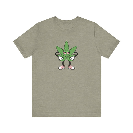 Happy Leaf T-Shirt - Funny Cannabis Marijuana Cartoon Tee - Goateez Style