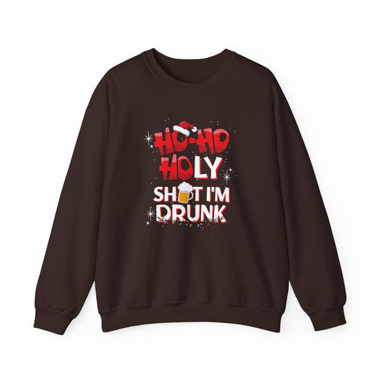 Ho Ho Holy Sh*t I'm Drunk Funny Christmas Sweatshirt - Adult Humor Holiday Sweater - Goateez Style