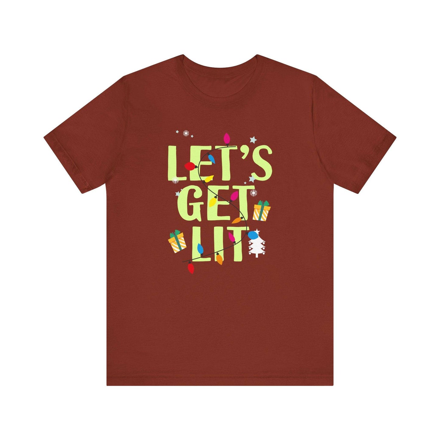 Let's Get Lit Funny Christmas T-Shirt Holiday Party Gift - Goateez Style