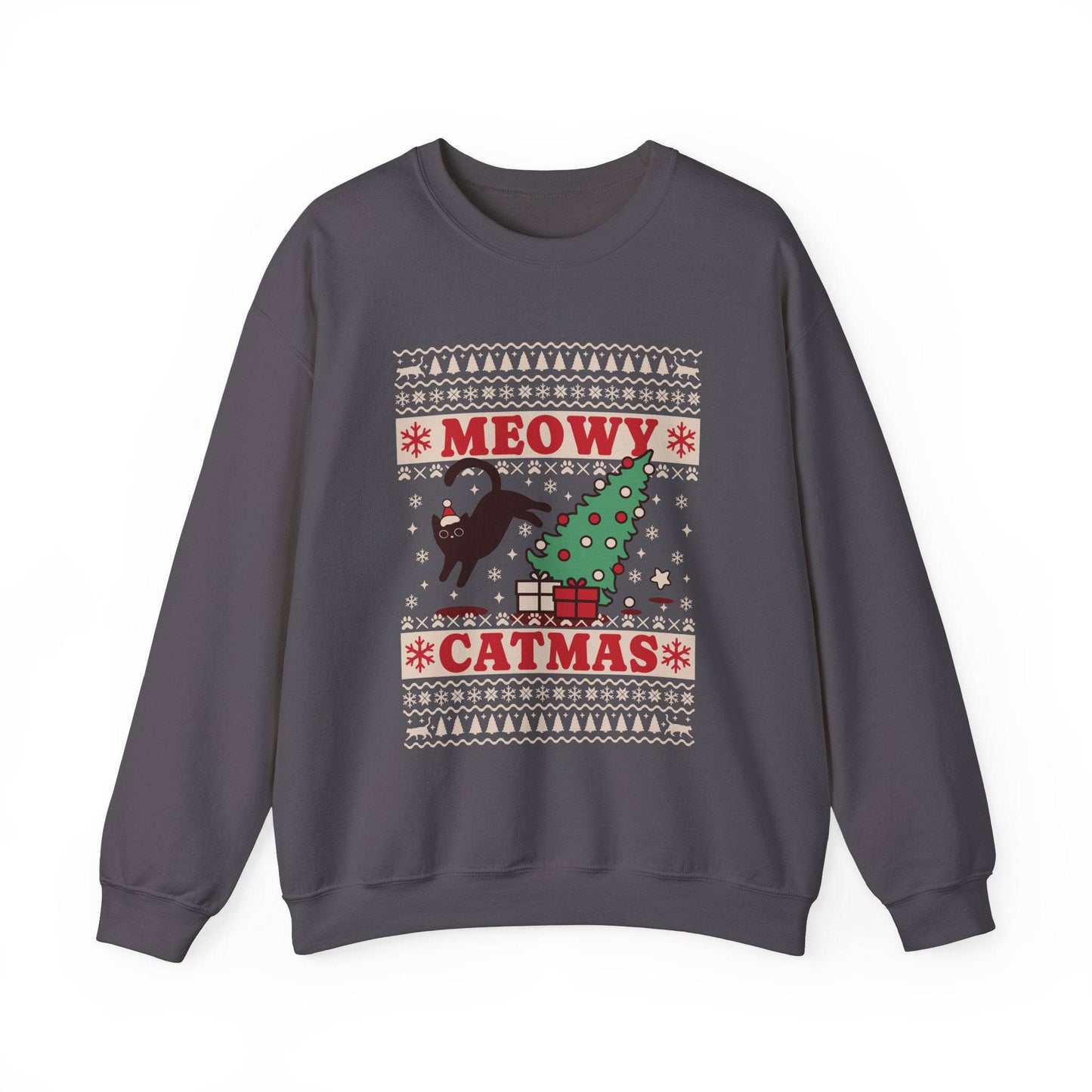 Meowy Catmas Sweatshirt - Funny Holiday Cat Lover Design - Goateez Style