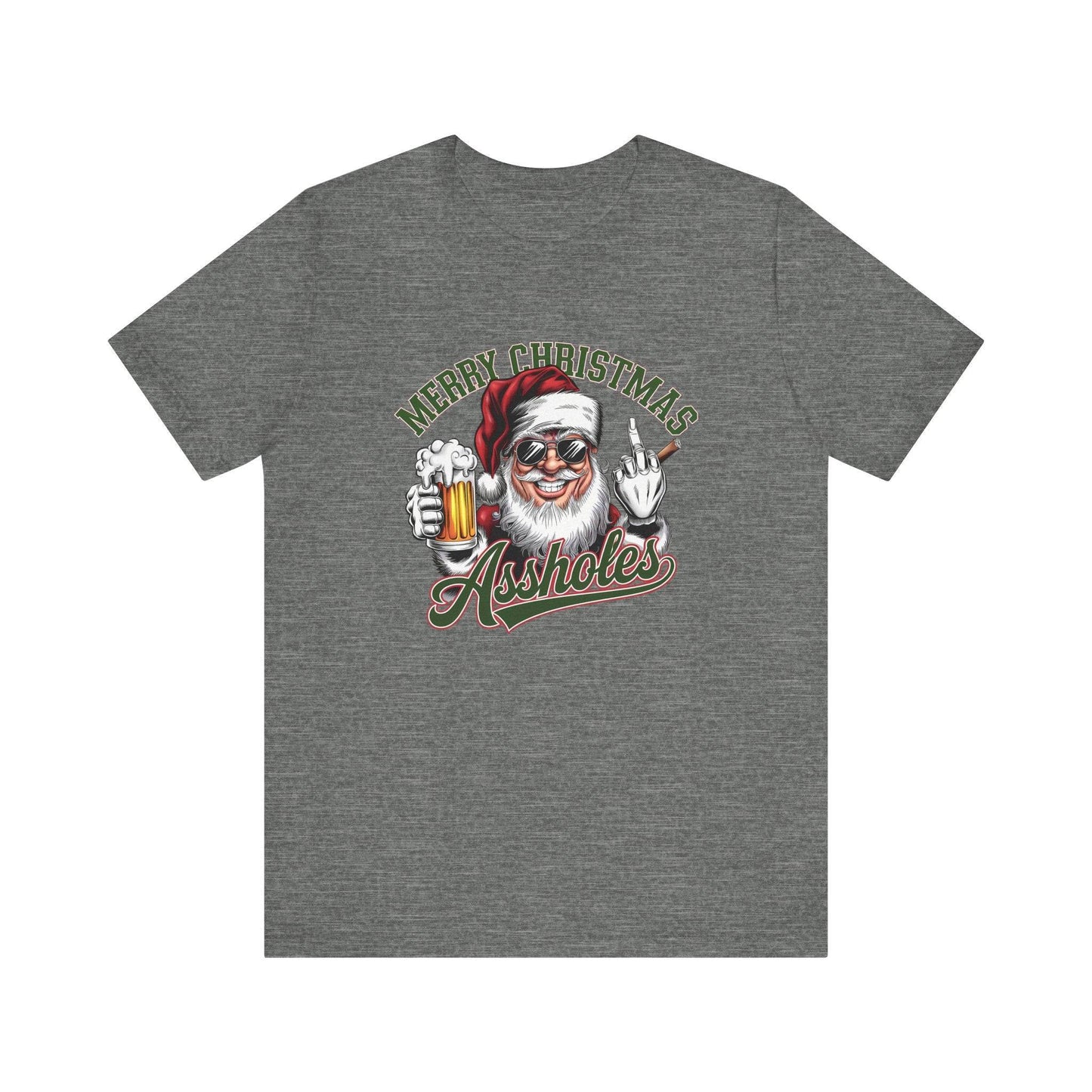 Merry Christmas Assholes Funny Santa T-Shirt Adult Humor - Goateez Style