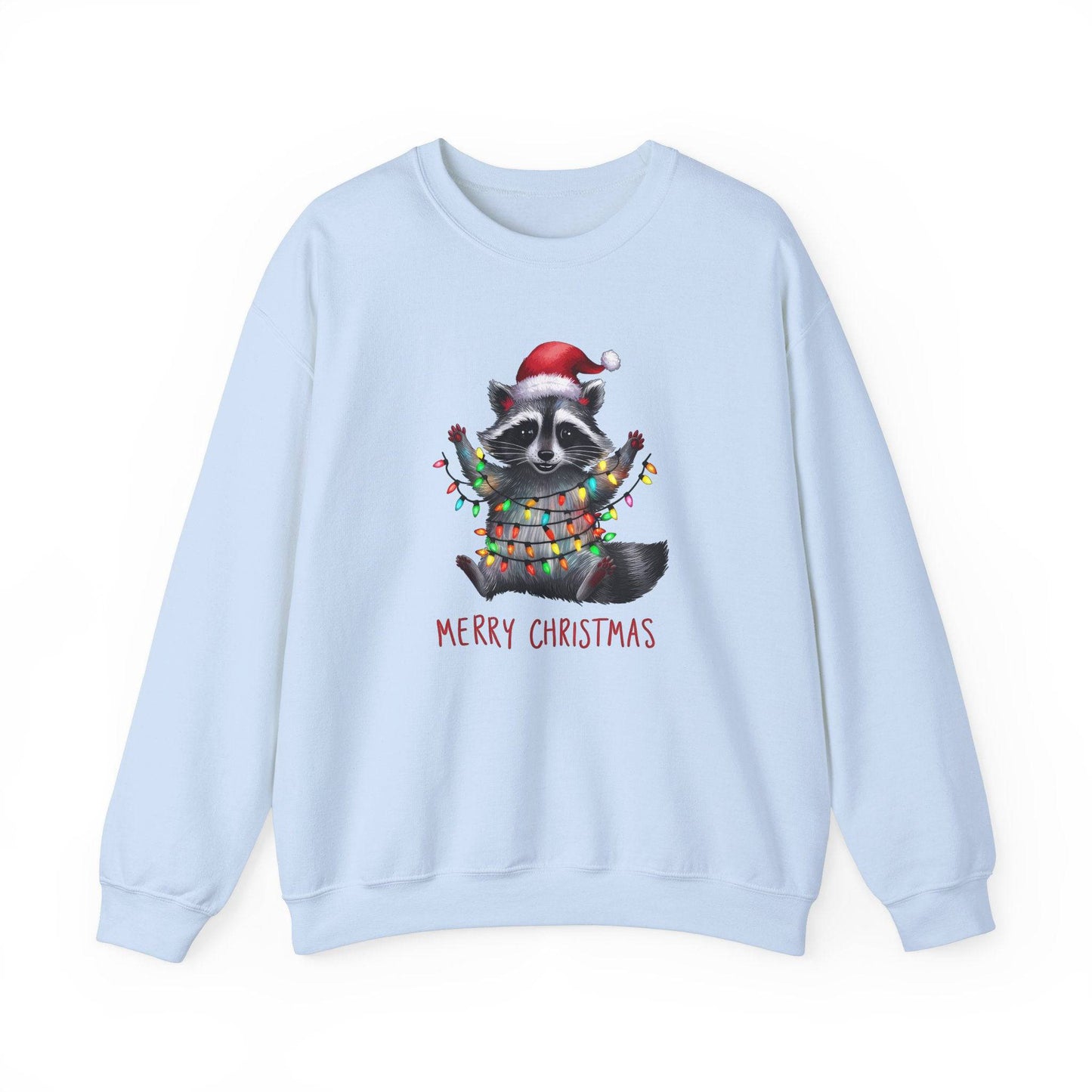 Merry Christmas Raccoon Sweatshirt - Cute Holiday Lights Design - Goateez Style