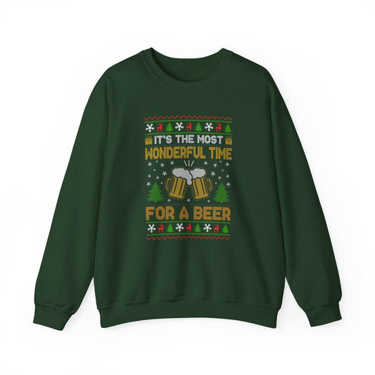 Most Wonderful Time for a Beer Funny Christmas Sweatshirt - Goateez Style