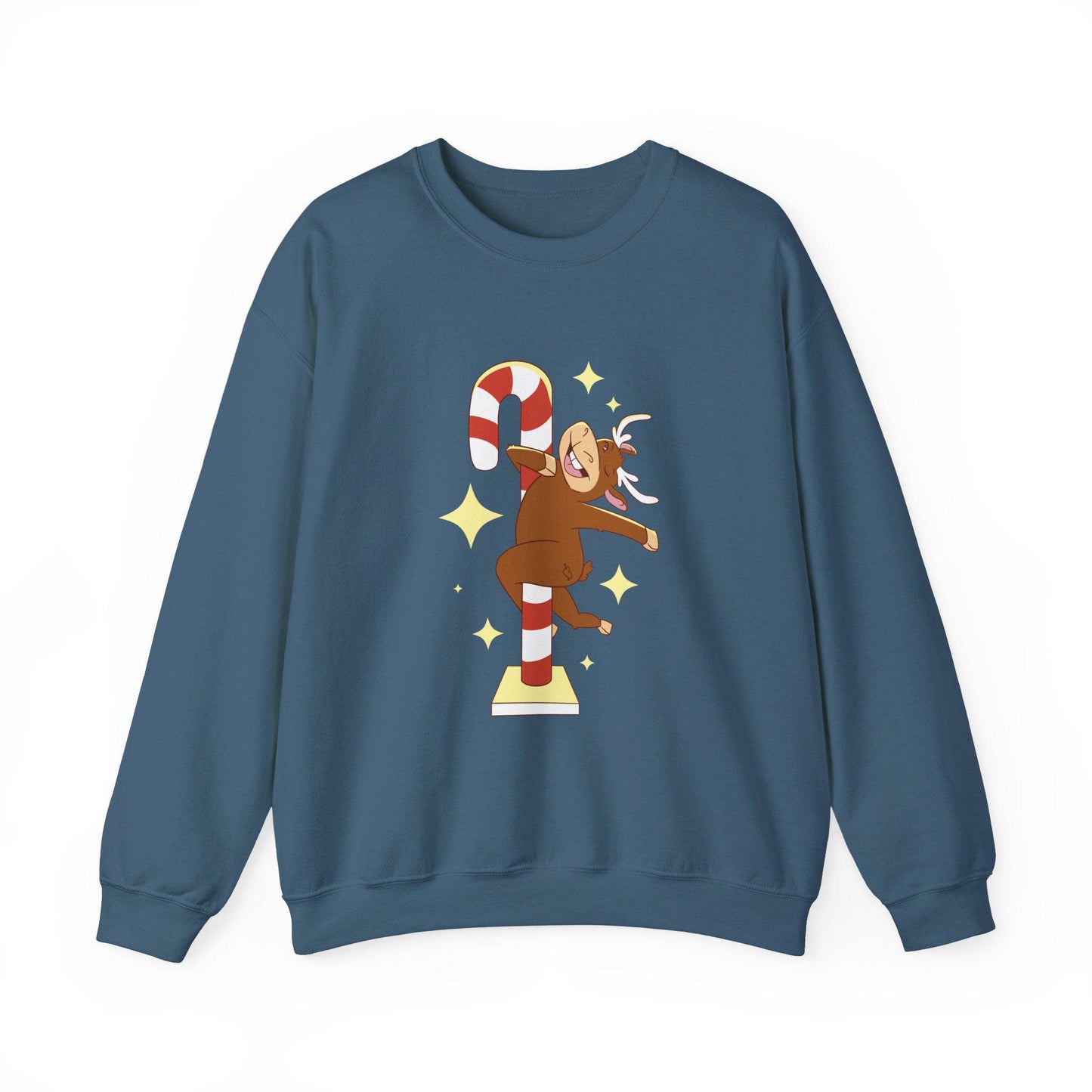 Pole Dancing Reindeer Sweatshirt - Funny Christmas Holiday Design - Goateez Style