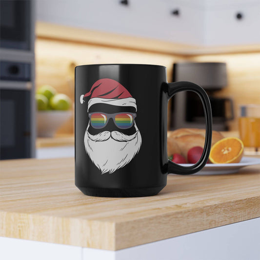Pride Santa Coffee Mug - 15oz Festive Rainbow Christmas Mug - Goateez Style