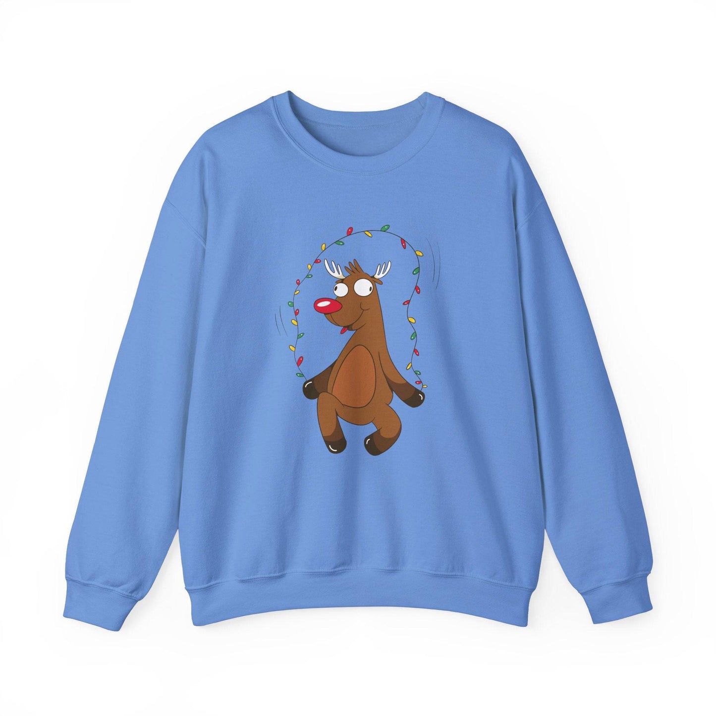 Reindeer Christmas Lights Sweatshirt - Funny Holiday Design - Goateez Style