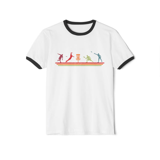 Retro Disc Golf Action - Ringer T-Shirt - Goateez Style