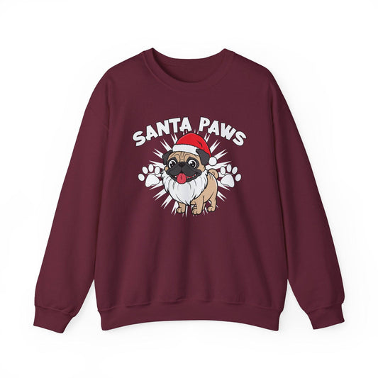 Santa Paws Pug Christmas Sweatshirt Cute Holiday Dog Lover Gift - Goateez Style