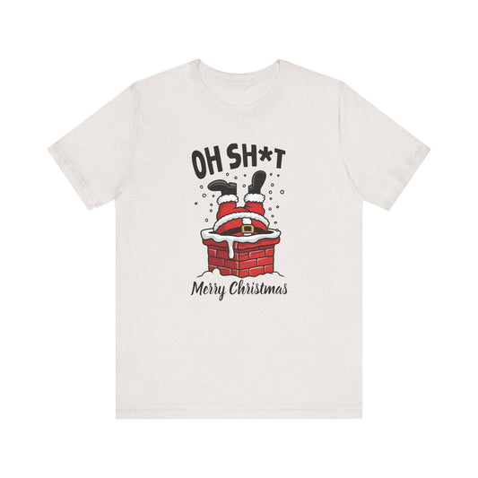 Santa Stuck in Chimney Christmas T-Shirt - Funny Holiday Graphic Tee - Goateez Style