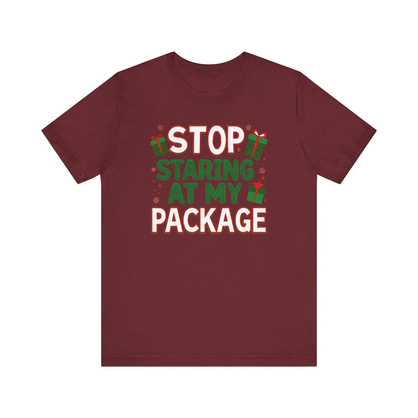 Stop Staring at My Package Funny Christmas T-Shirt - Goateez Style
