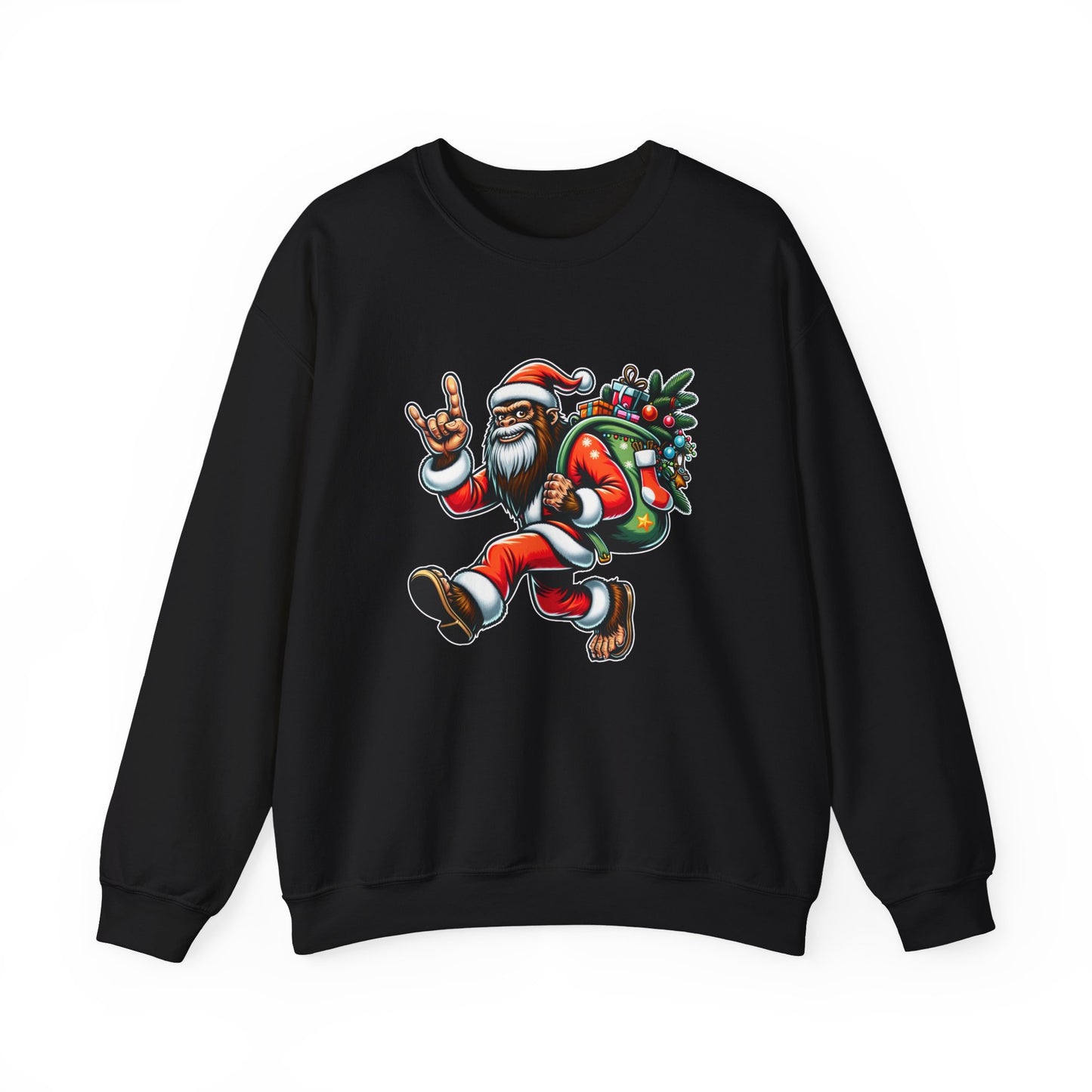 Rockin' Bigfoot Santa Sweatshirt - Funny Christmas Holiday Design - Goateez Style