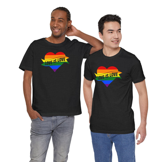 Love Is Love Pride Tee – Rainbow Heart T-Shirt