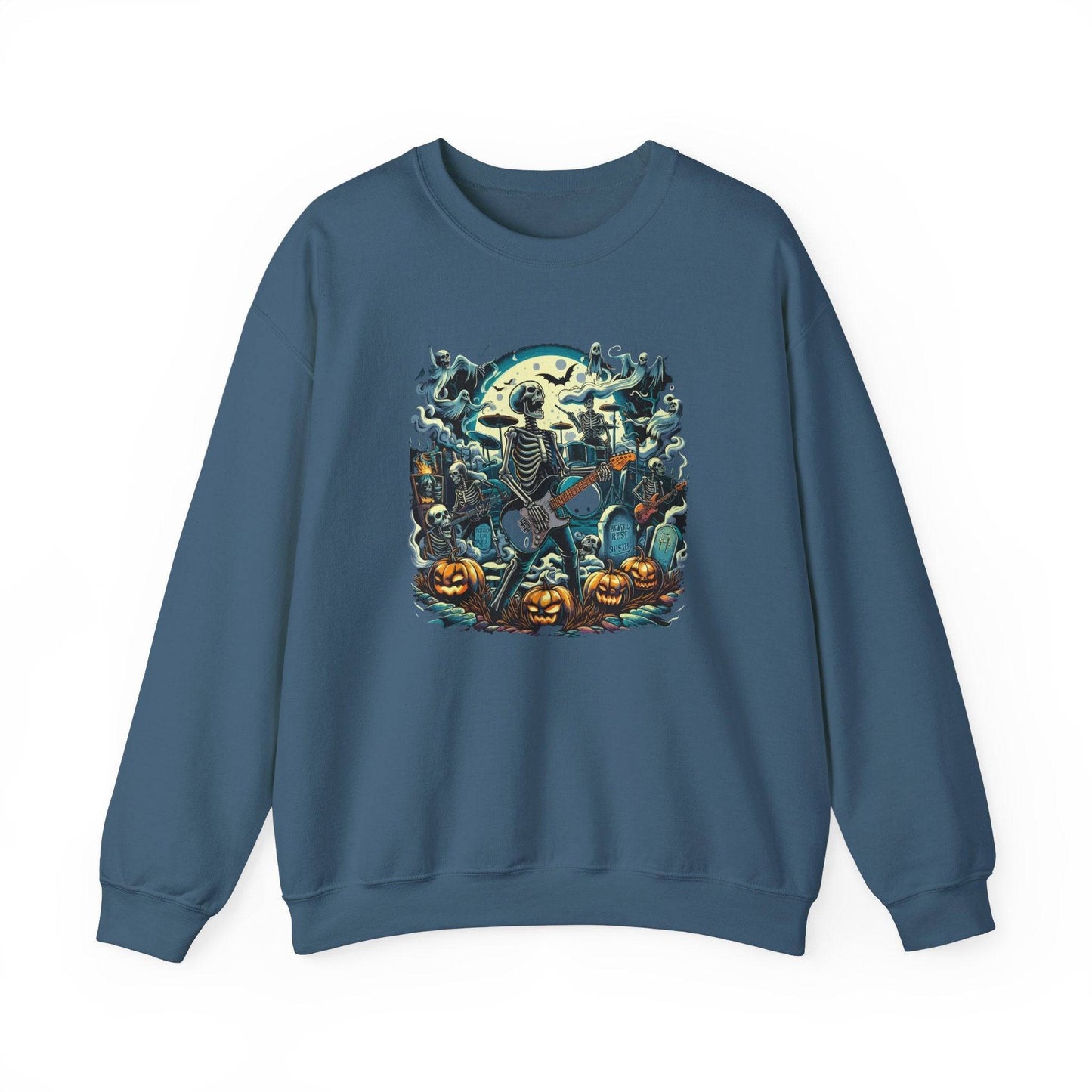 Skeleton Rock Band Halloween Sweatshirt - Spooky Concert Design - Goateez Style