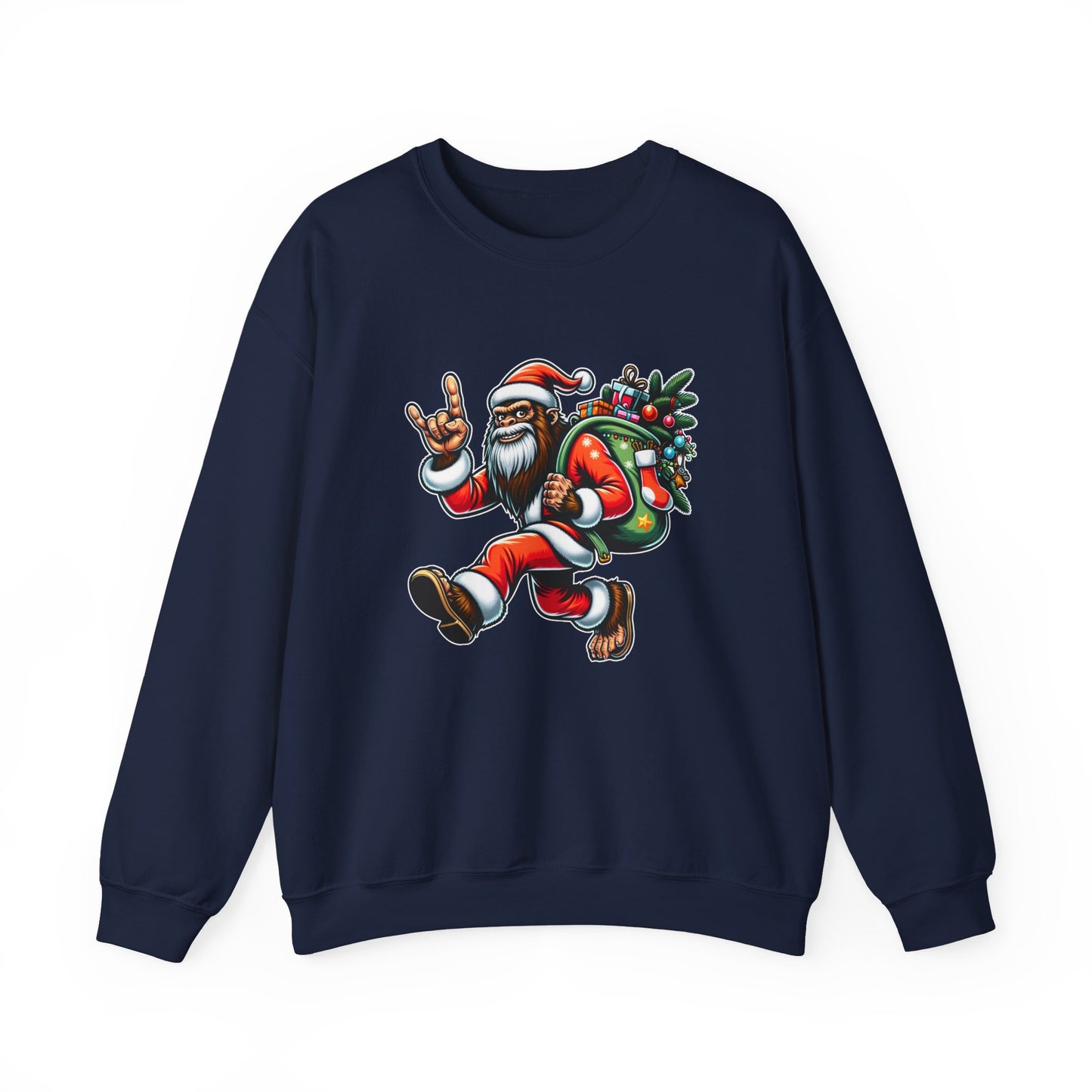 Rockin' Bigfoot Santa Sweatshirt - Funny Christmas Holiday Design - Goateez Style