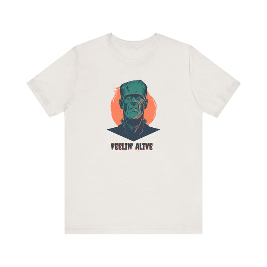 Feelin' Alive Frankenstein Funny Design Halloween Graphic T-Shirt - Goateez Style