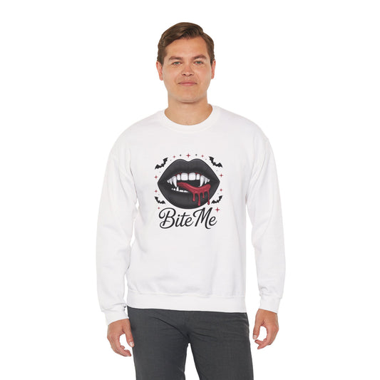 Bite Me Sweatshirt - Vampire Lips Gothic Halloween Pullover