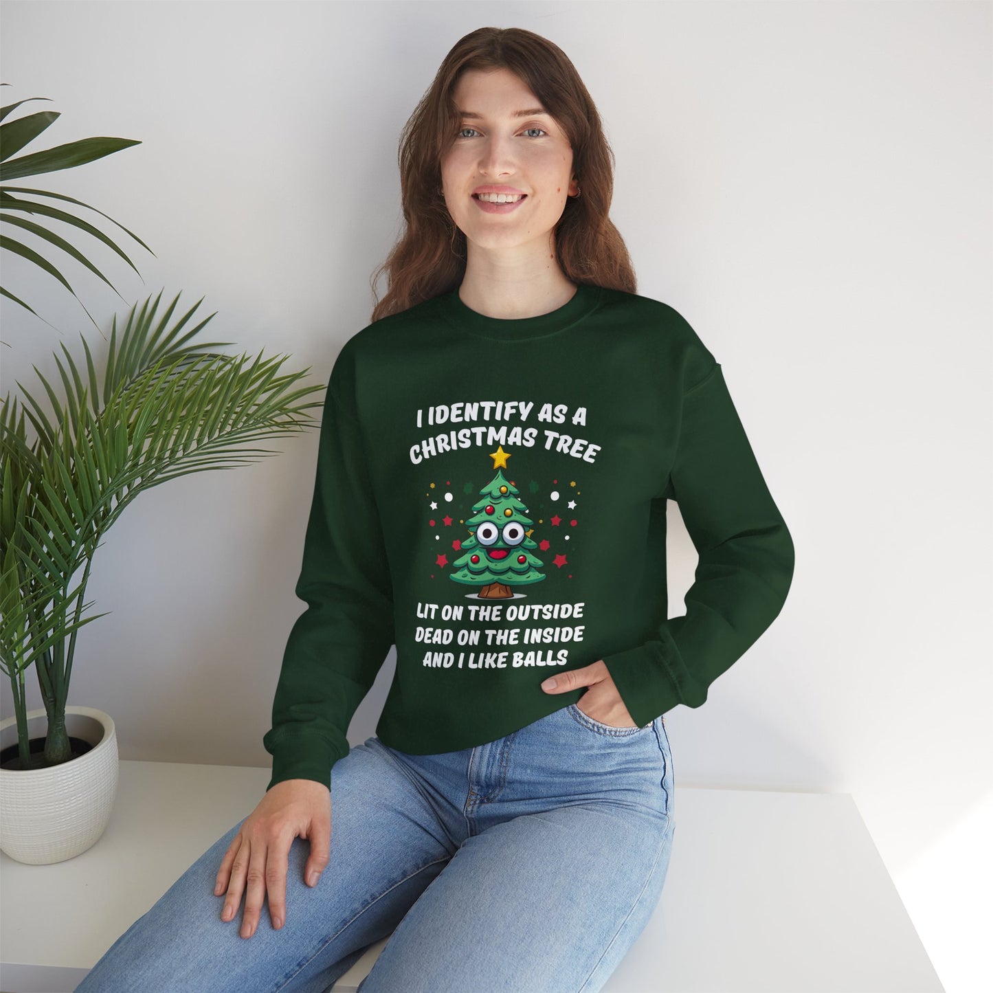 Identify as a Christmas Tree Sweatshirt Adult Holiday Humor