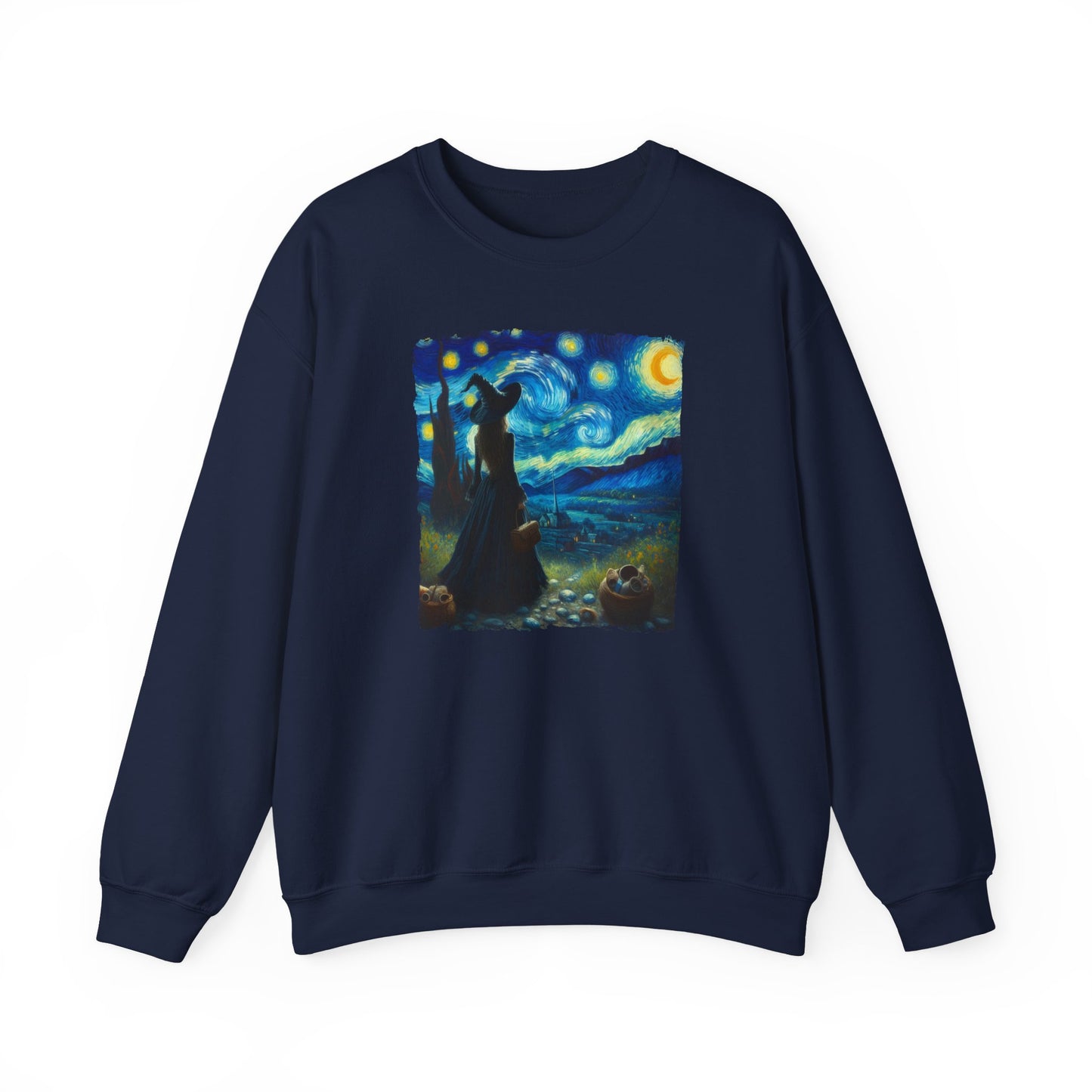 Witch Starry Night Sweatshirt, Magical Van Gogh Art