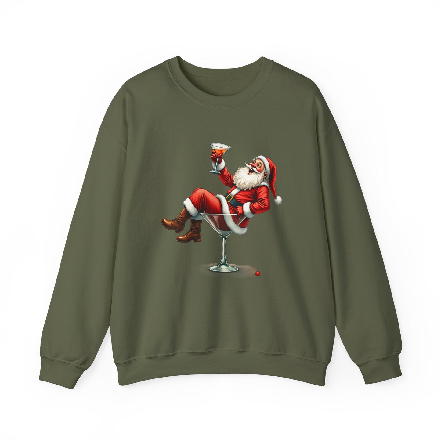 Santa in Martini Glass Sweatshirt - Funny Christmas Holiday Design - Goateez Style