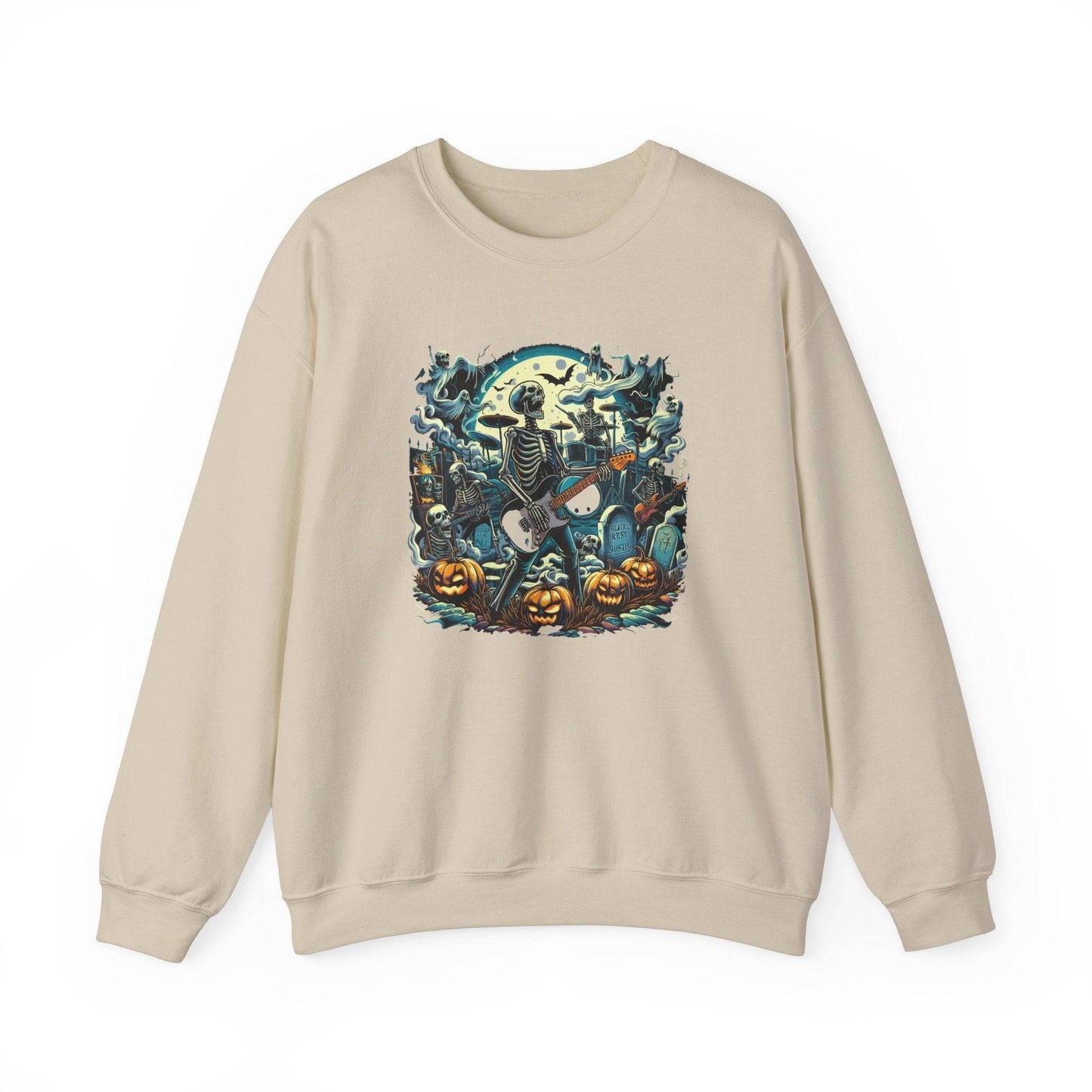 Skeleton Rock Band Halloween Sweatshirt - Spooky Concert Design - Goateez Style