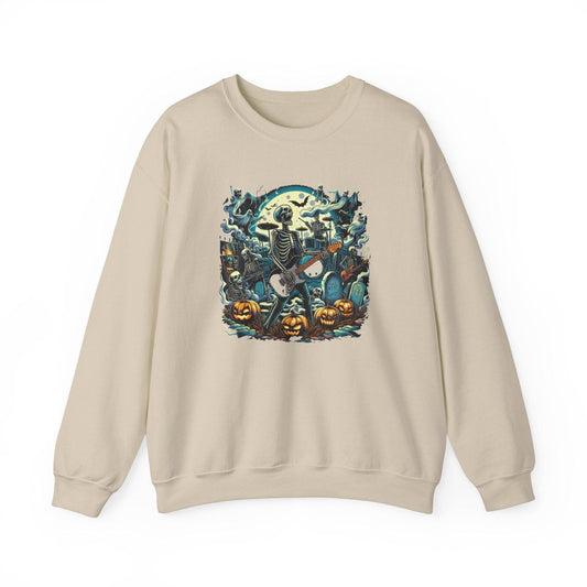 Skeleton Rock Band Halloween Sweatshirt - Spooky Concert Design - Goateez Style