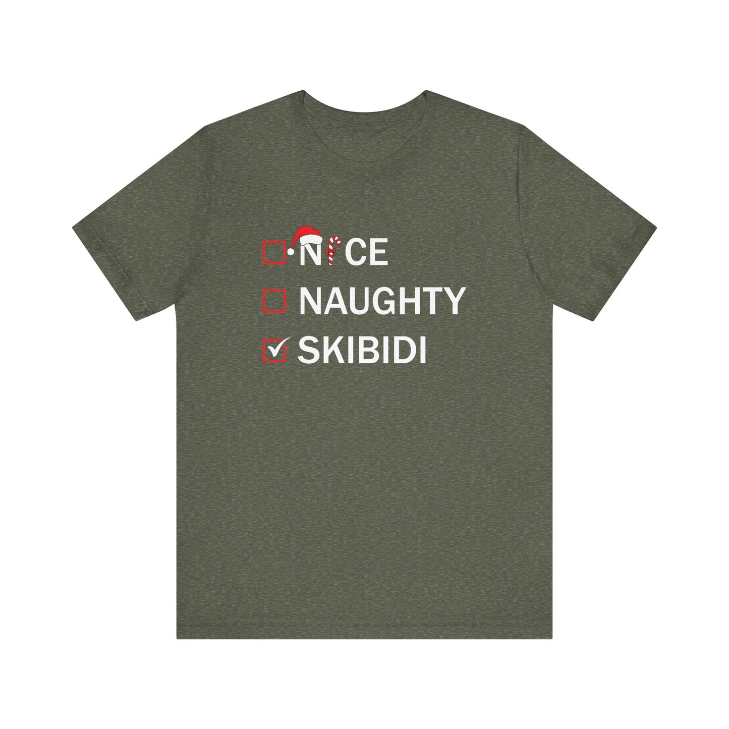 Nice Naughty Skibidi Checklist T-Shirt - Funny Meme Christmas Tee - Goateez Style