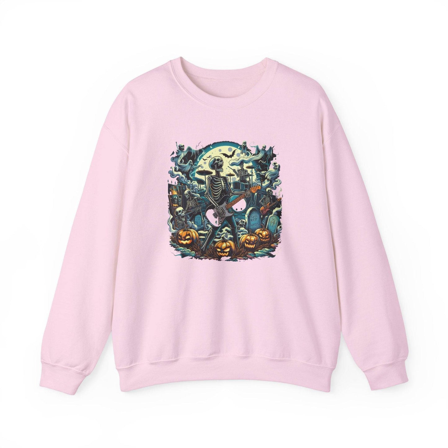 Skeleton Rock Band Halloween Sweatshirt - Spooky Concert Design - Goateez Style
