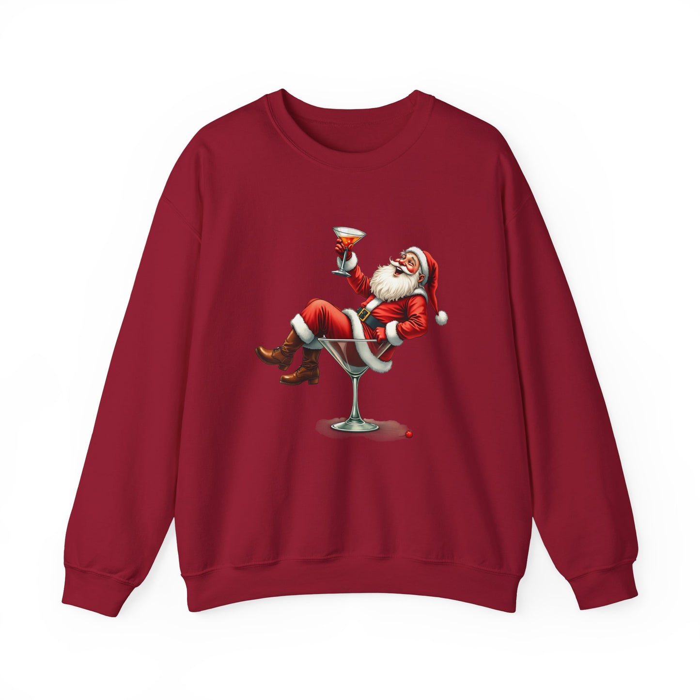 Santa in Martini Glass Sweatshirt - Funny Christmas Holiday Design - Goateez Style