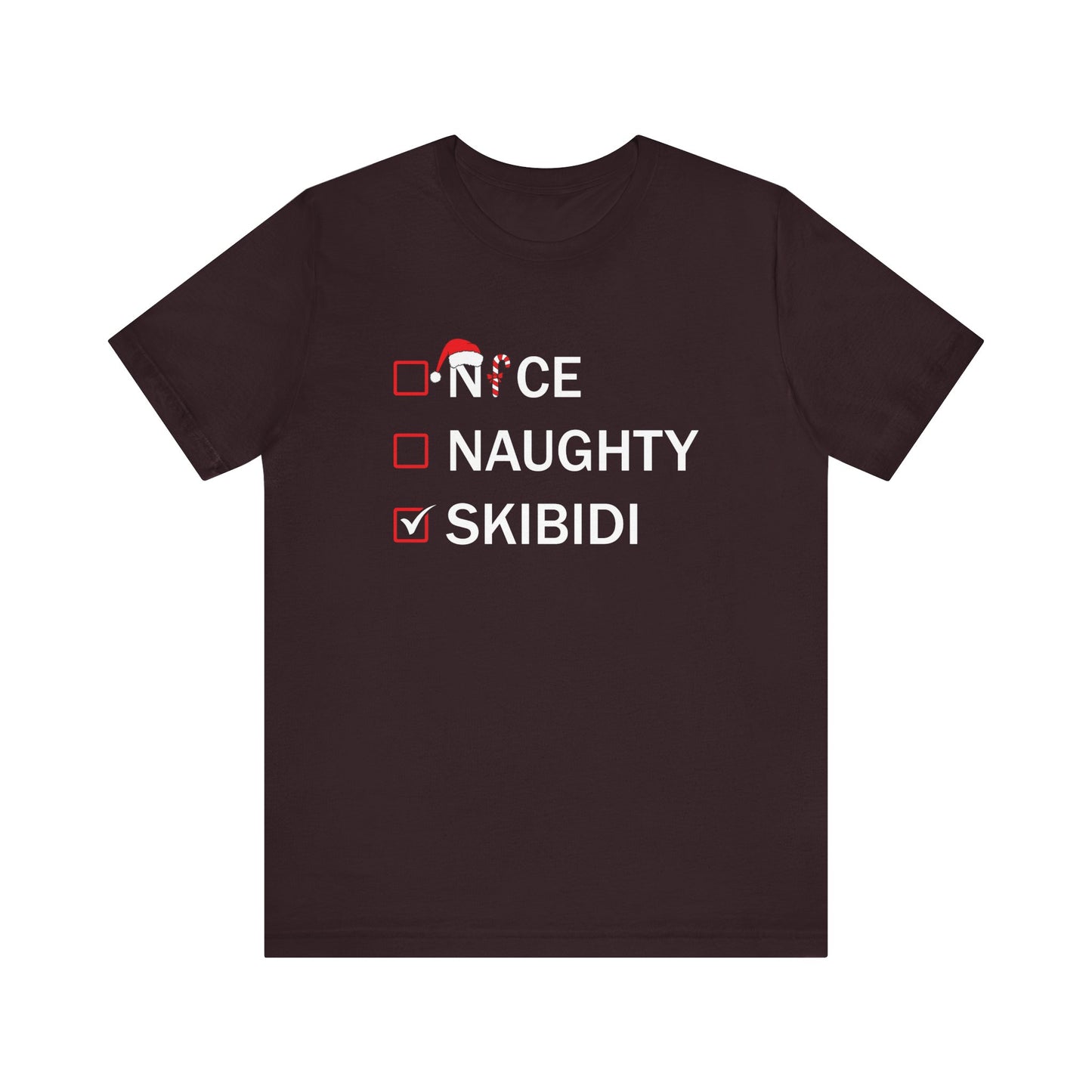 Nice Naughty Skibidi Checklist T-Shirt - Funny Meme Christmas Tee - Goateez Style