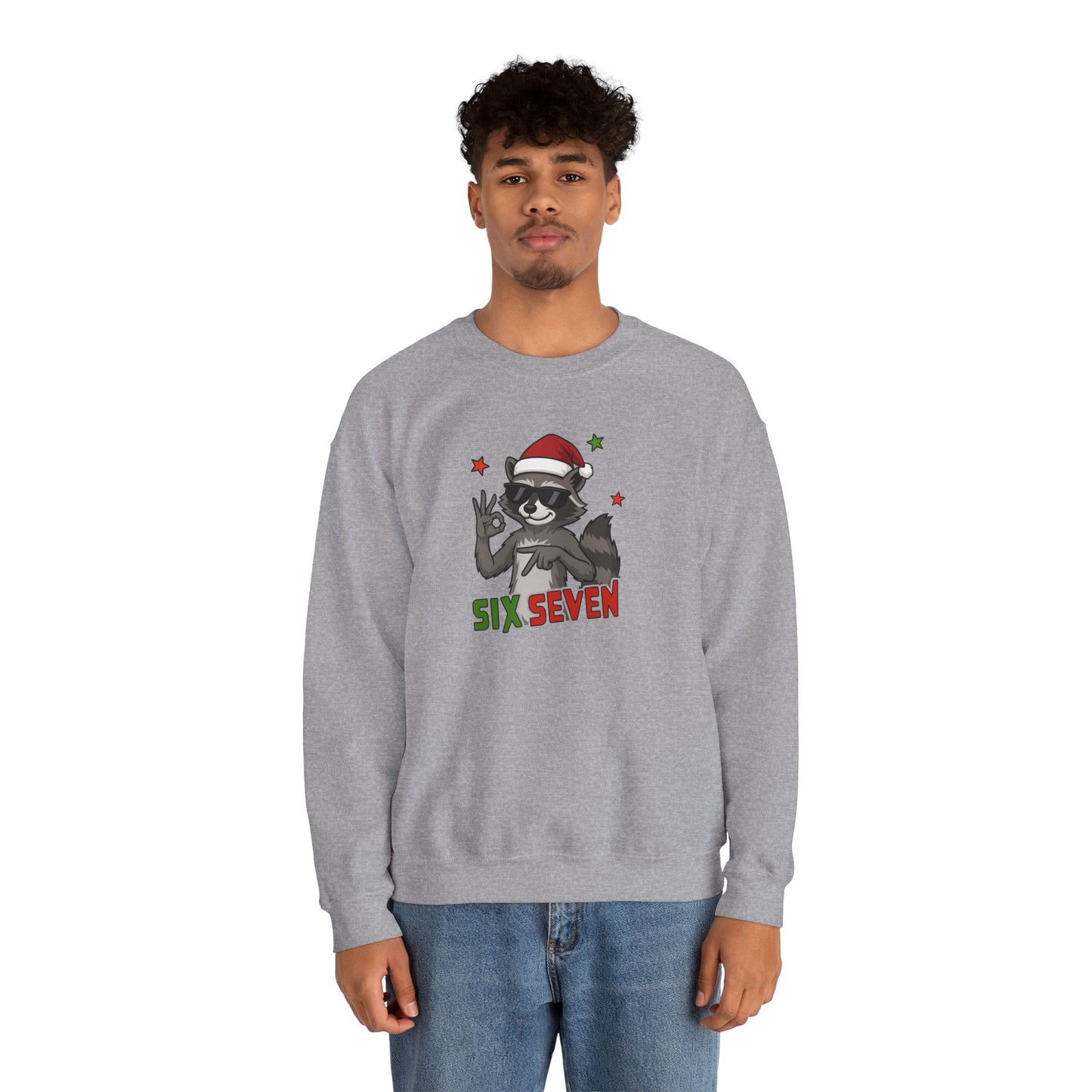 Raccoon Six Seven Sweatshirt - Funny Xmas Meme Tee