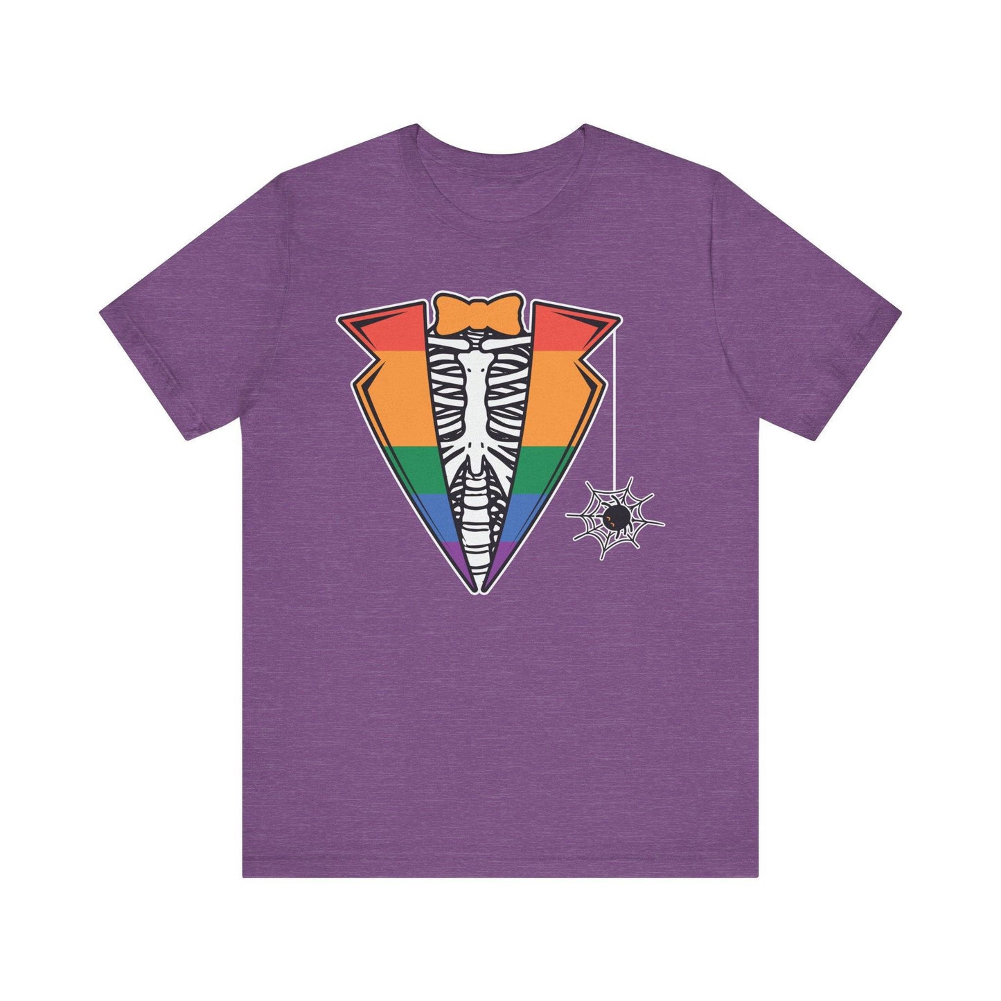 Skeleton Tuxedo Pride Flag T-Shirt - LGBTQ Halloween Costume Design - Goateez Style