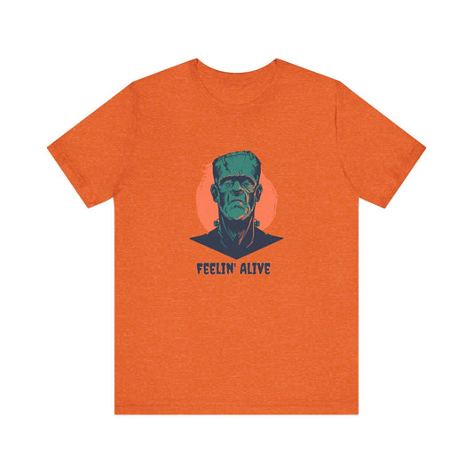 Feelin' Alive Frankenstein Funny Design Halloween Graphic T-Shirt - Goateez Style