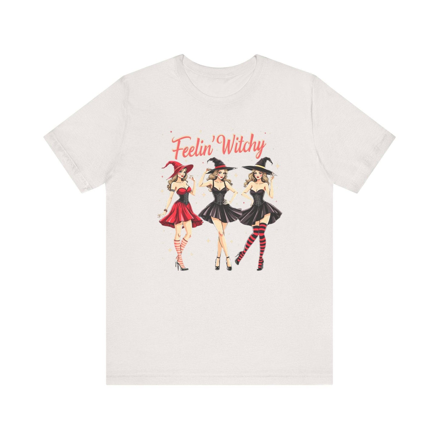 Feelin' Witchy Halloween T-Shirt - Witchy Vibes Cute Witch Trio - Goateez Style