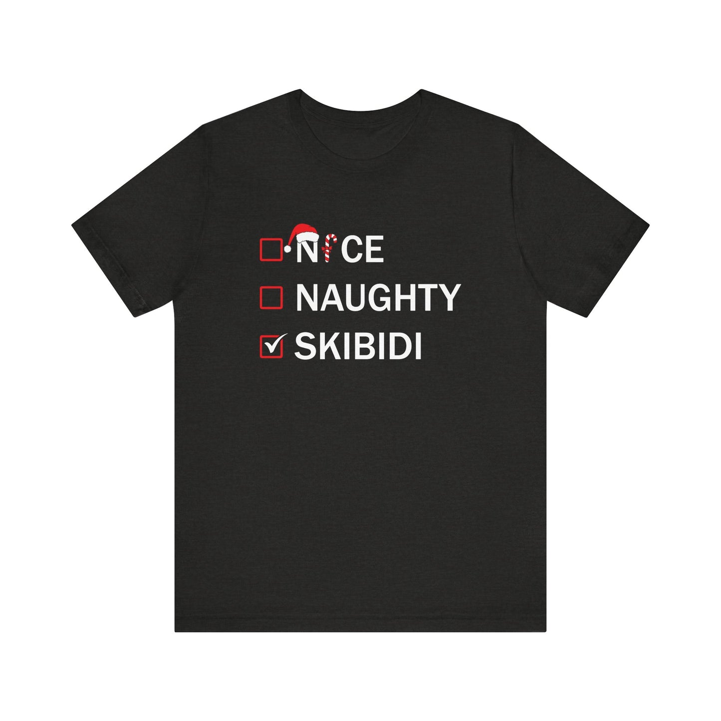 Nice Naughty Skibidi Checklist T-Shirt - Funny Meme Christmas Tee - Goateez Style