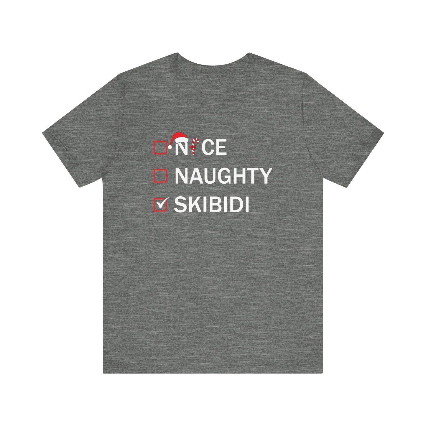 Nice Naughty Skibidi Checklist T-Shirt - Funny Meme Christmas Tee - Goateez Style