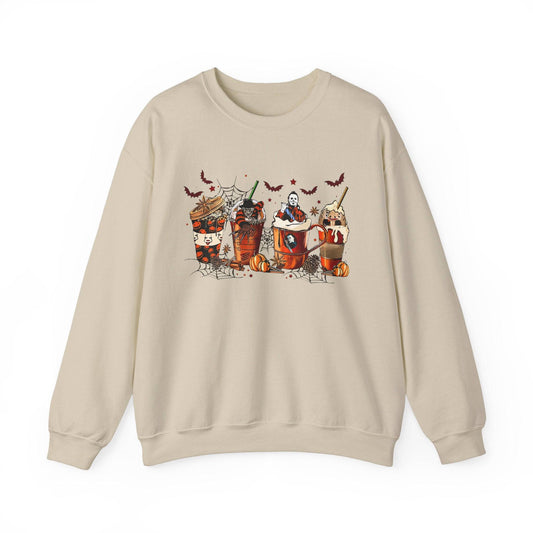 Horror Movie Coffee Crew Sweatshirt - Spooky Halloween Design - Goateez Style