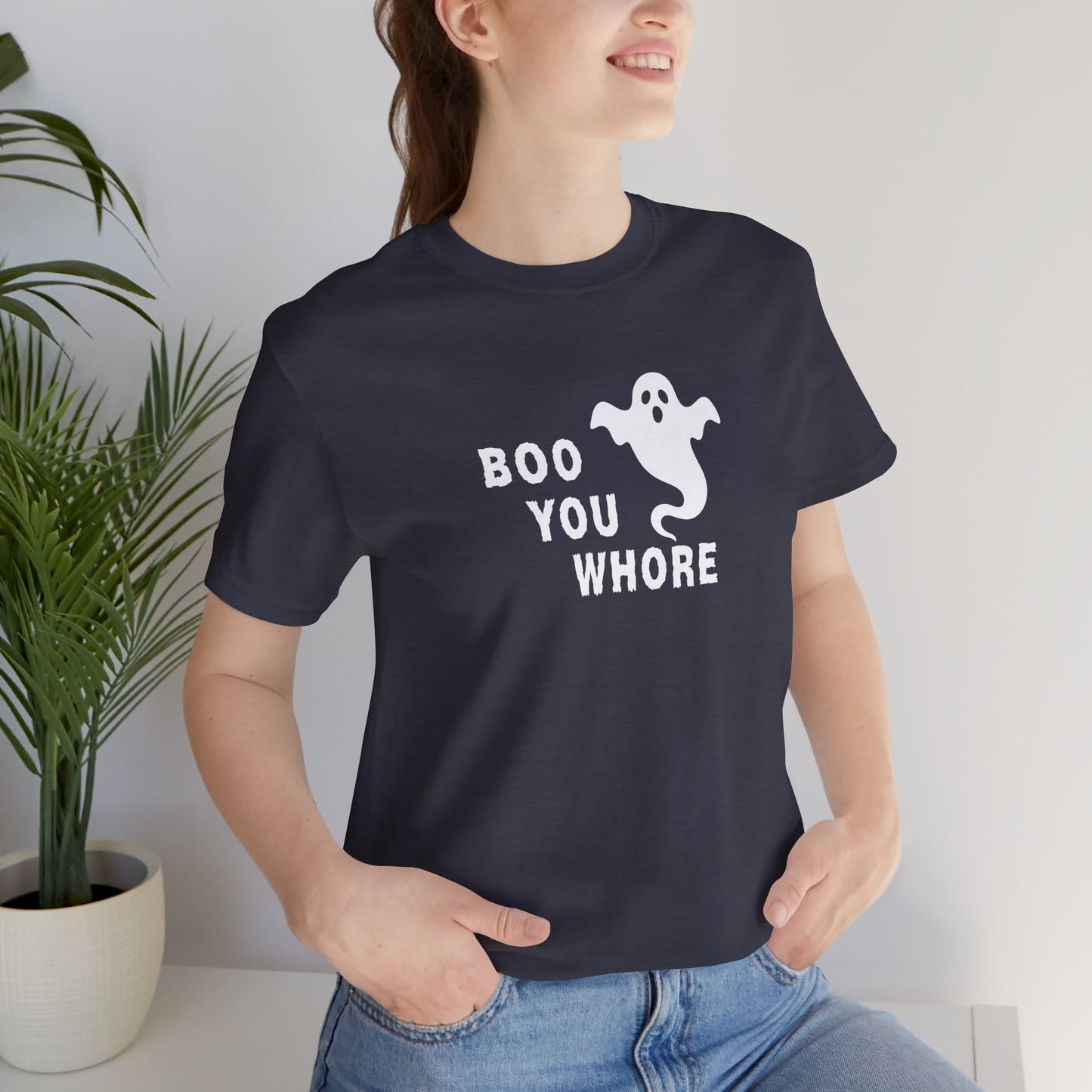Boo You Whore T-Shirt - Funny Halloween Mean Ghost Tee