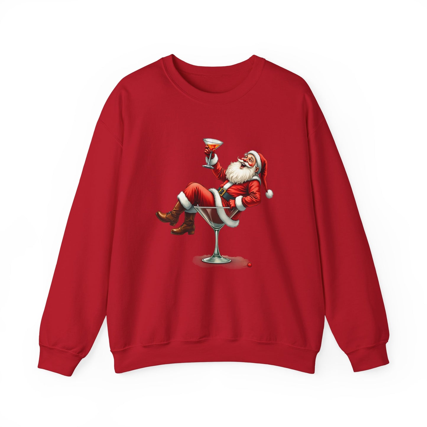 Santa in Martini Glass Sweatshirt - Funny Christmas Holiday Design - Goateez Style
