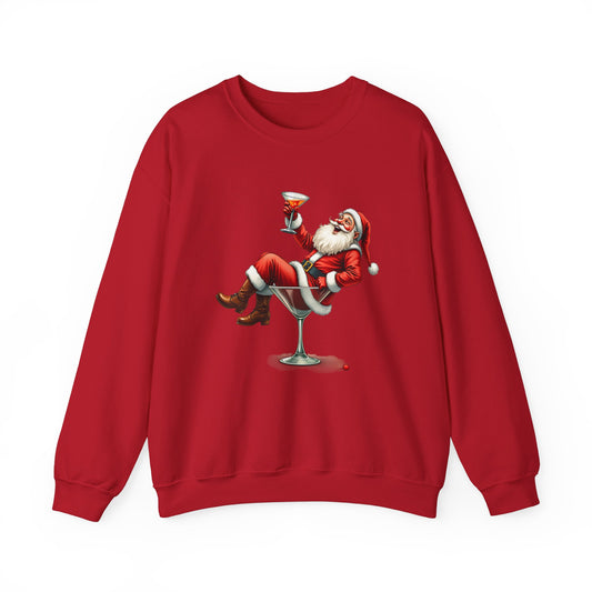 Santa in Martini Glass Sweatshirt - Funny Christmas Holiday Design - Goateez Style