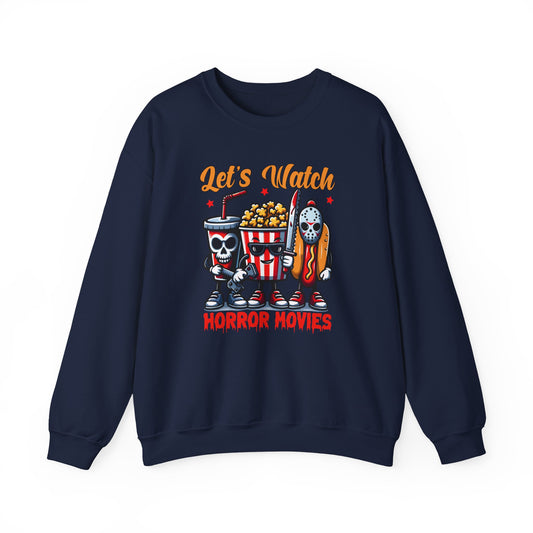 Let's Watch Horror Movies Sweatshirt - Fun Spooky Movie Night Design - Goateez Style