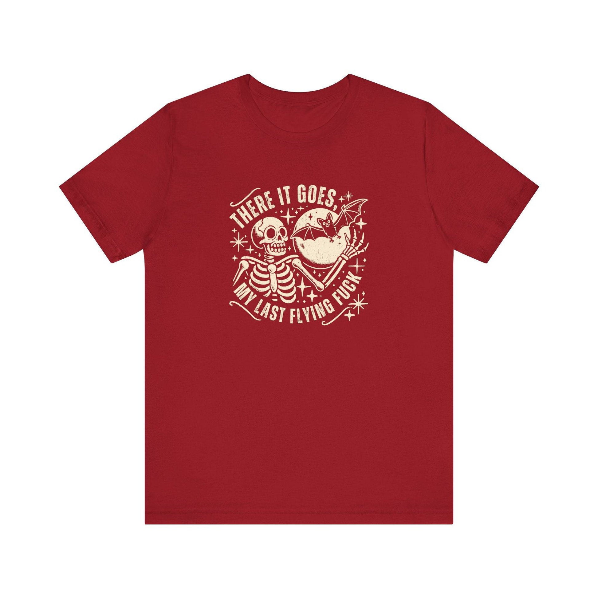 There It Goes, My Last Flying Fuck T-Shirt - Humorous Skeleton Tee - Goateez Style