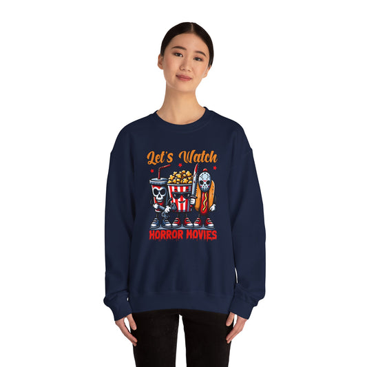 Let's Watch Horror Movies Sweatshirt - Fun Spooky Movie Night Design - Goateez Style