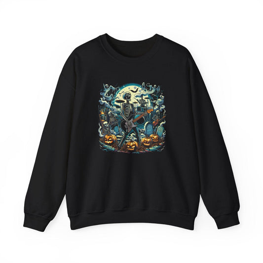 Skeleton Rock Band Halloween Sweatshirt - Spooky Concert Design - Goateez Style
