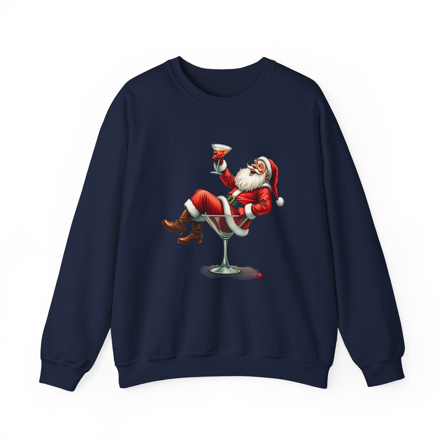 Santa in Martini Glass Sweatshirt - Funny Christmas Holiday Design - Goateez Style