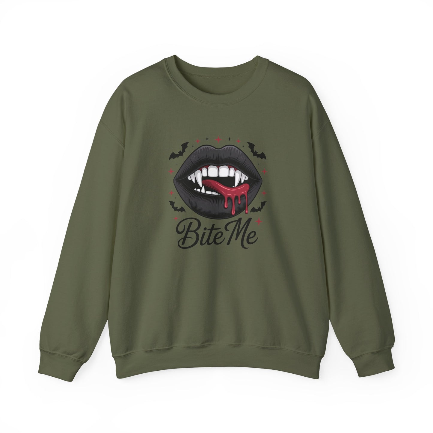 Bite Me Sweatshirt - Vampire Lips Gothic Halloween Pullover