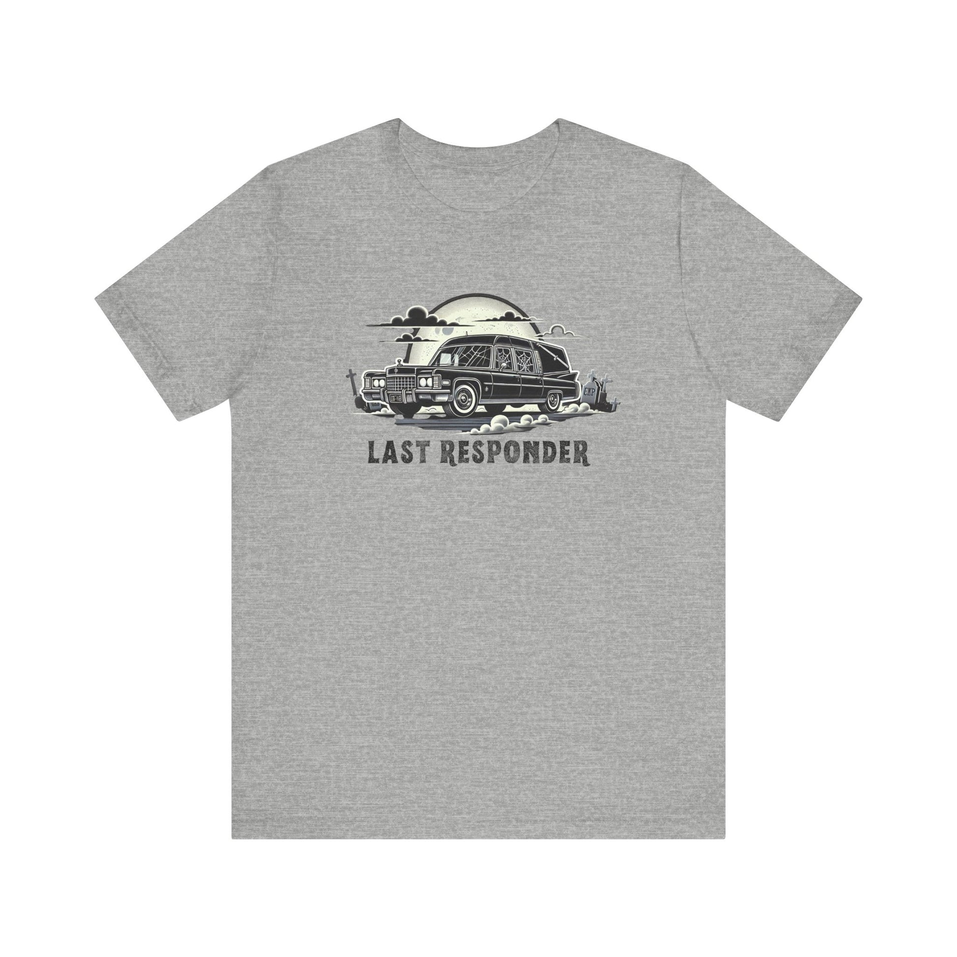 Last Responder Hearse Shirt - Spooky Halloween Graphic Tee, Gothic Horror Car T-Shirt, Creepy Graveyard Moon Design - Goateez Style