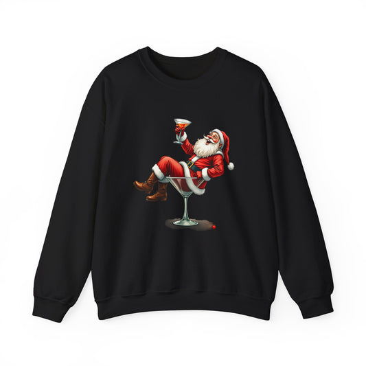 Santa in Martini Glass Sweatshirt - Funny Christmas Holiday Design - Goateez Style