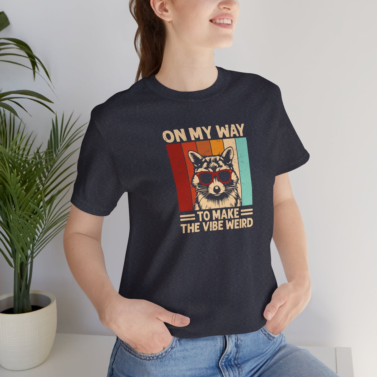 On My Way To Make The Vibe Weird Shirt - Funny Retro Raccoon Tee