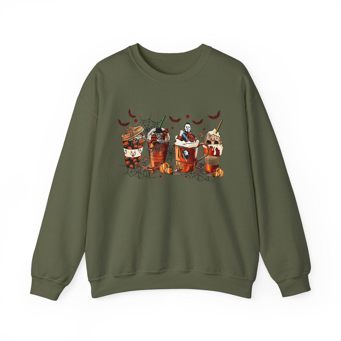 Horror Movie Coffee Crew Sweatshirt - Spooky Halloween Design - Goateez Style