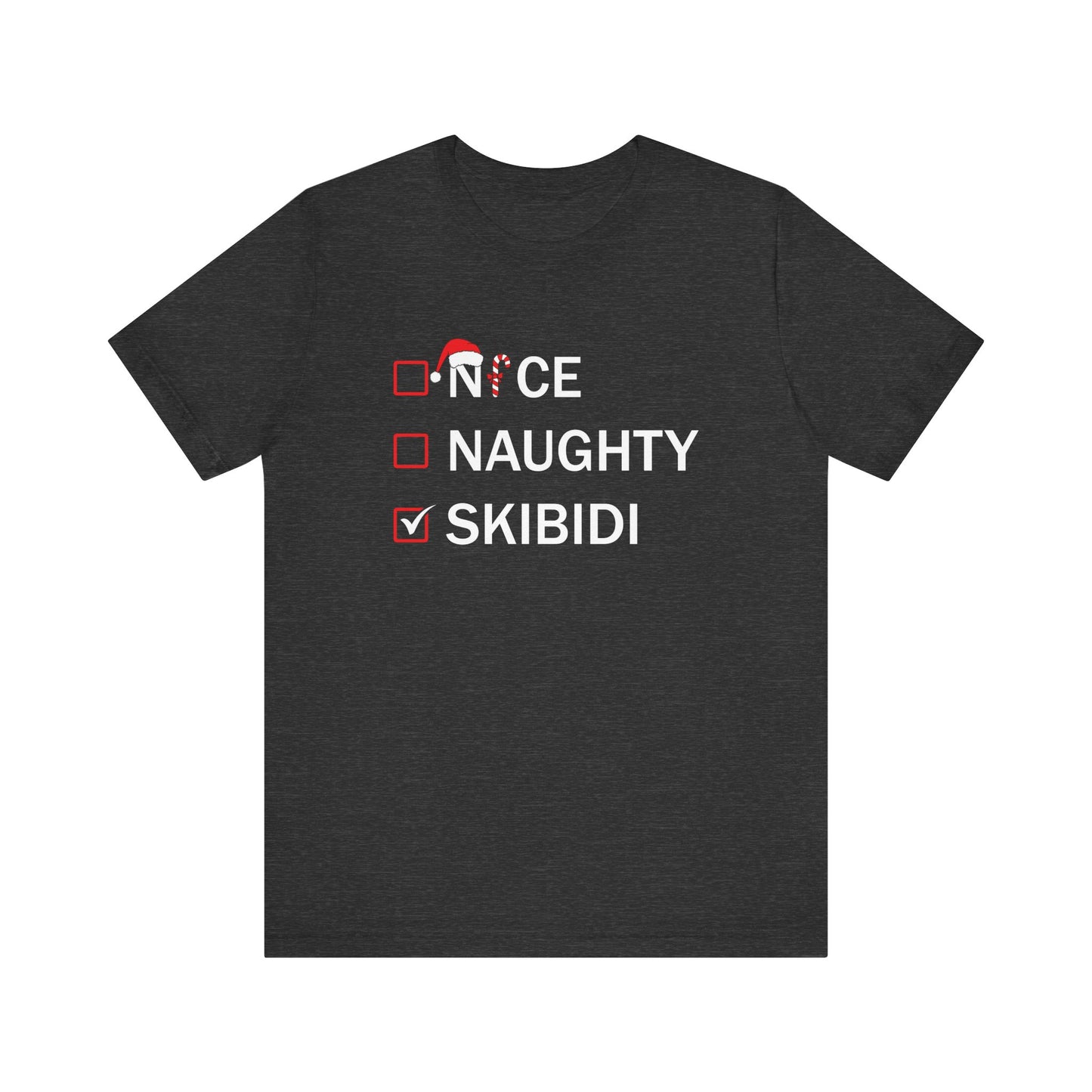Nice Naughty Skibidi Checklist T-Shirt - Funny Meme Christmas Tee - Goateez Style